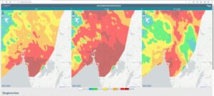 Bilde av kart som viser skogbrannfare indeks i 3 dager
